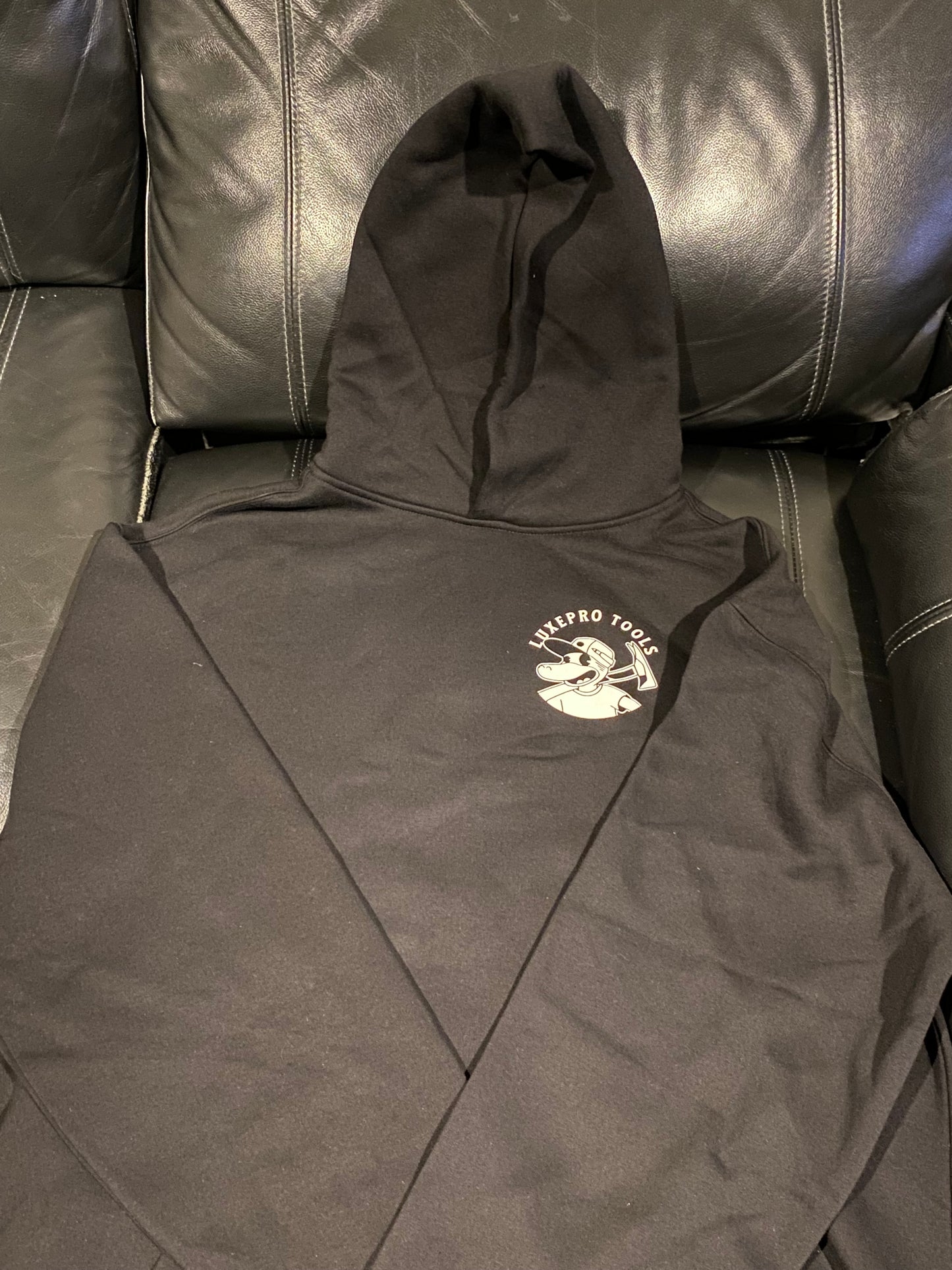 LuxeProTools Premium Black Hoodie with Mascot