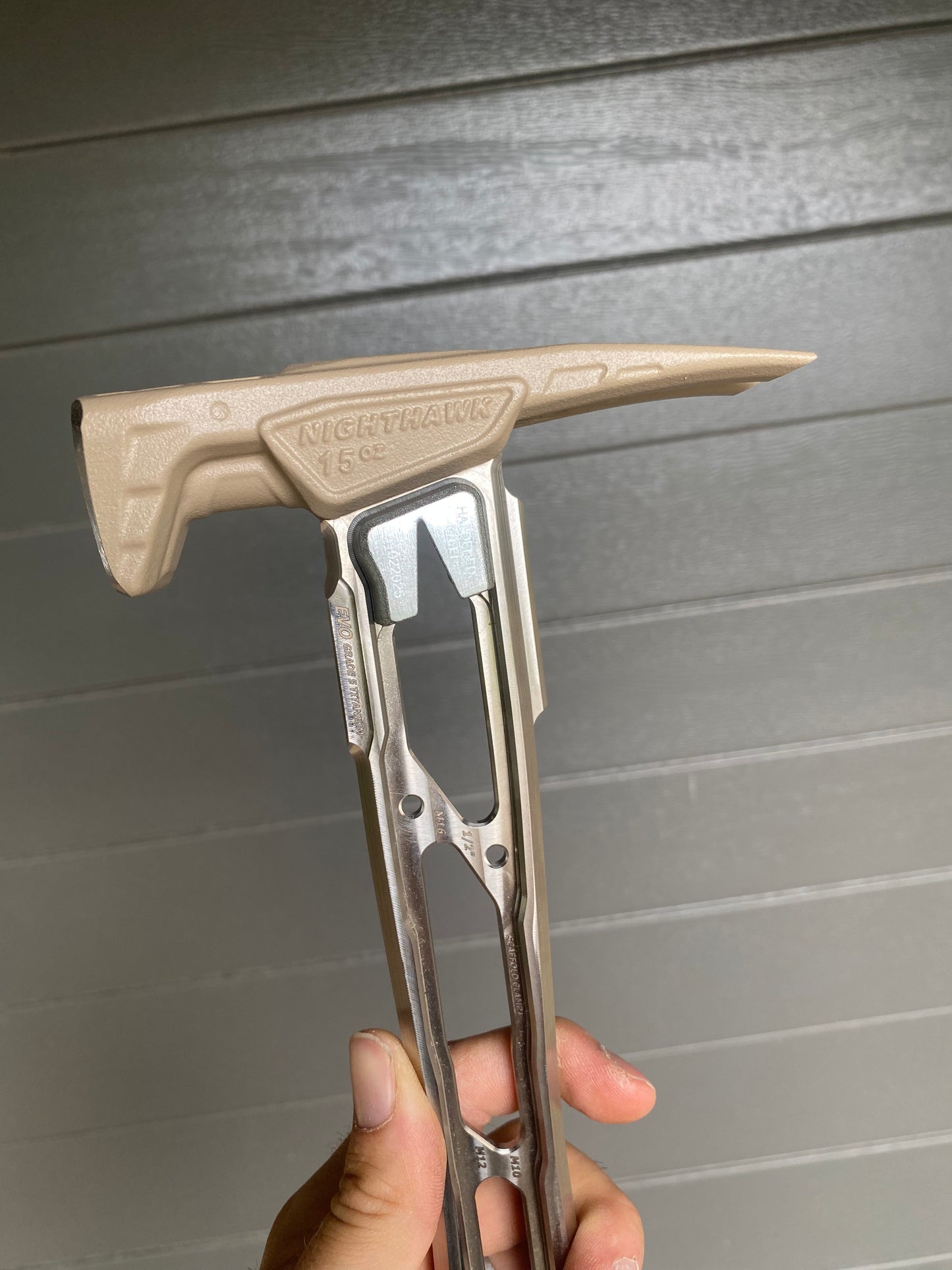 15oz Smooth Sand Head, 16” Raw Titanium Handle and Camo Grip