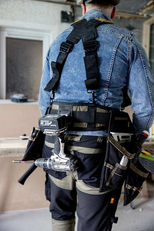 Lightweight Finishing Tool belt and Suspenders - Left or Right handed setup